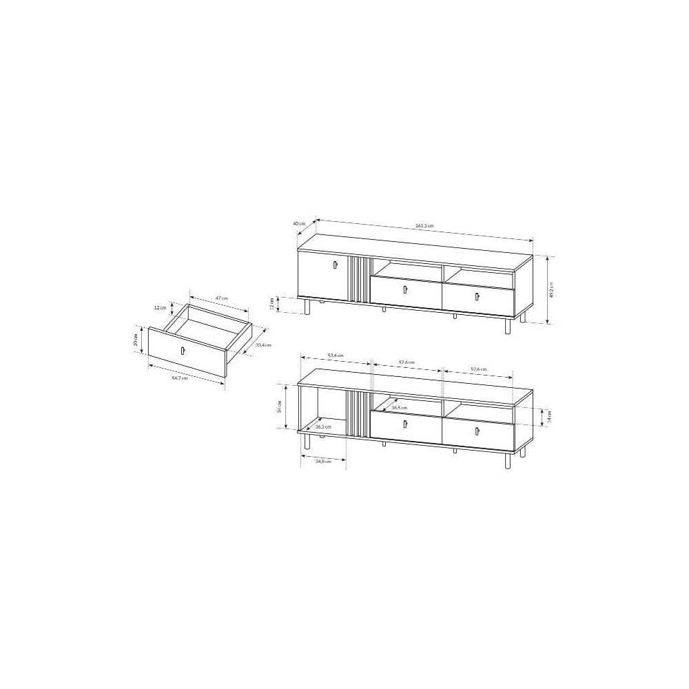Stolik RTV 165 MADIS lamele artisan + antracyt
