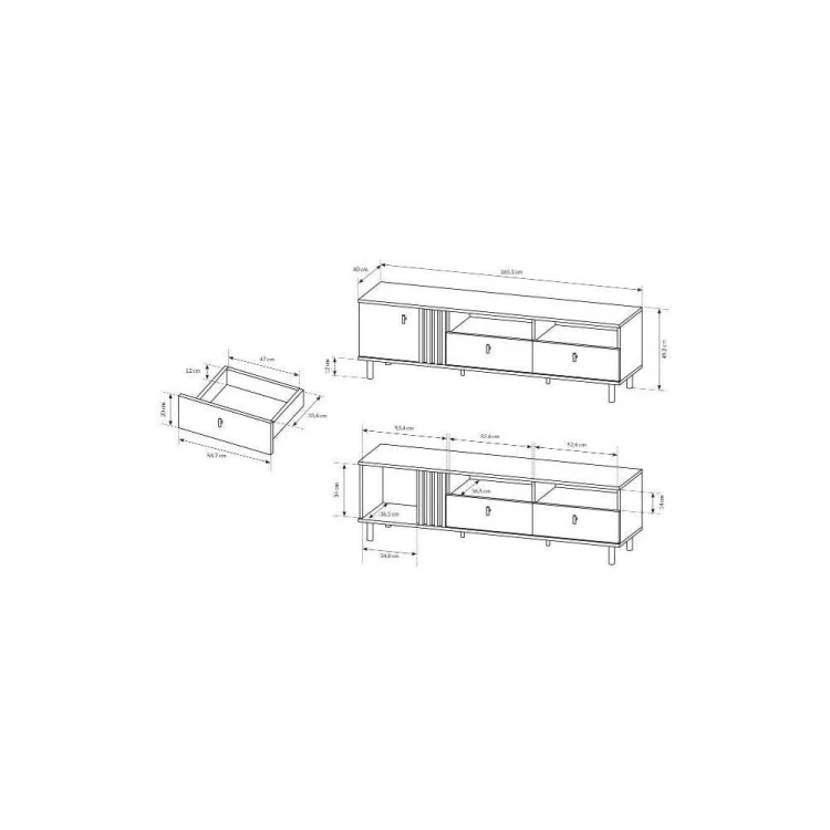 Stolik RTV 165 MADIS lamele artisan + antracyt