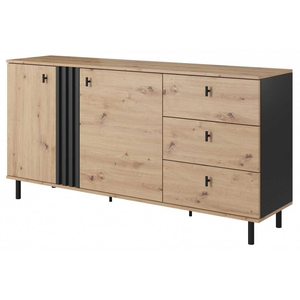 Komoda 2D3S 165 MADIS lamele artisan antracyt