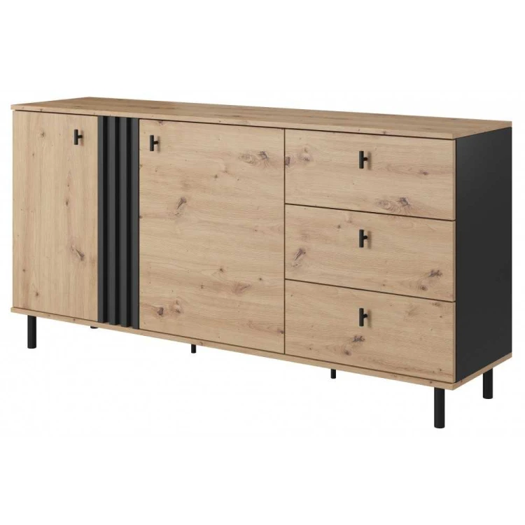 Komoda 2D3S 165 MADIS lamele artisan antracyt