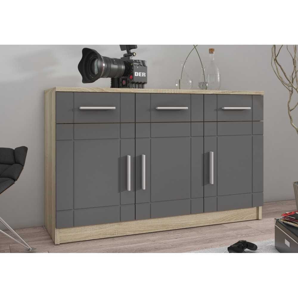 Komoda Paris dąb sonoma + grafit MDF 104