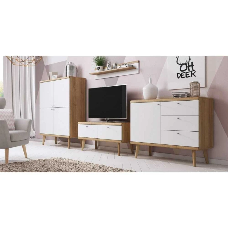 Stolik RTV 107 PRIMO dąb riviera + biały
