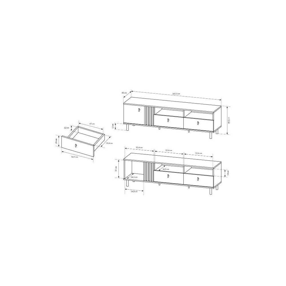 Stolik RTV 165 MADIS lamele artisan + antracyt