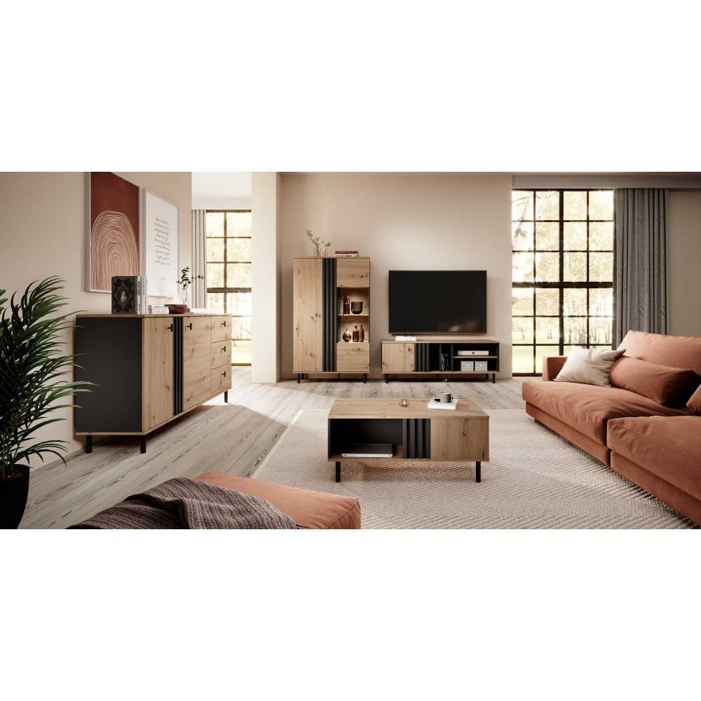 Stolik RTV 138 MADIS lamele artisan + antracyt