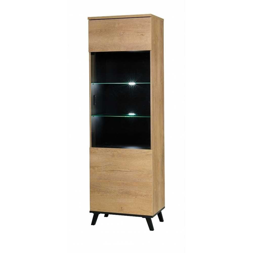 Witryna 61 cm system JOHN  dąb lefkas / czarny styl skandynawski