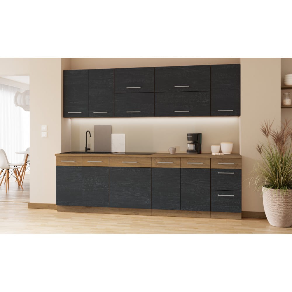 Meble kuchenne FIGO 260cm dark wood + lancelot
