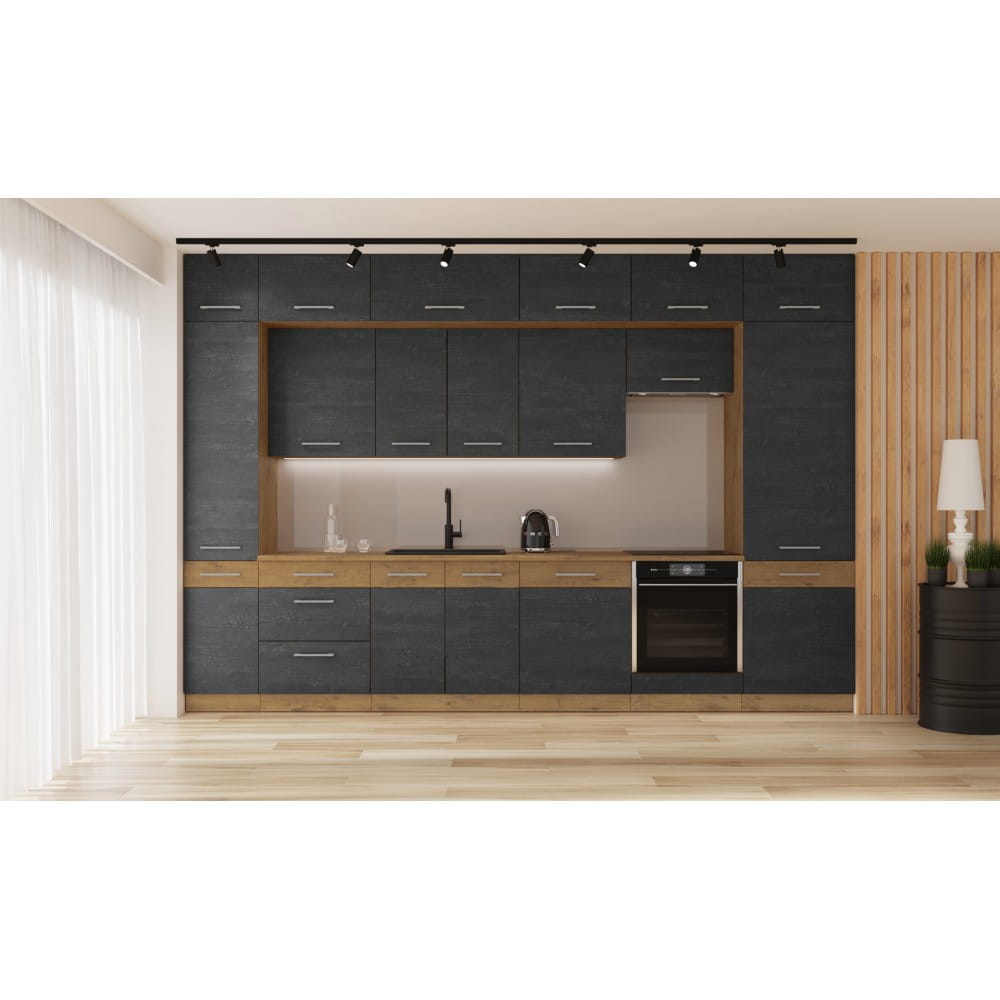 Meble kuchenne FIGO 260cm dark wood + lancelot