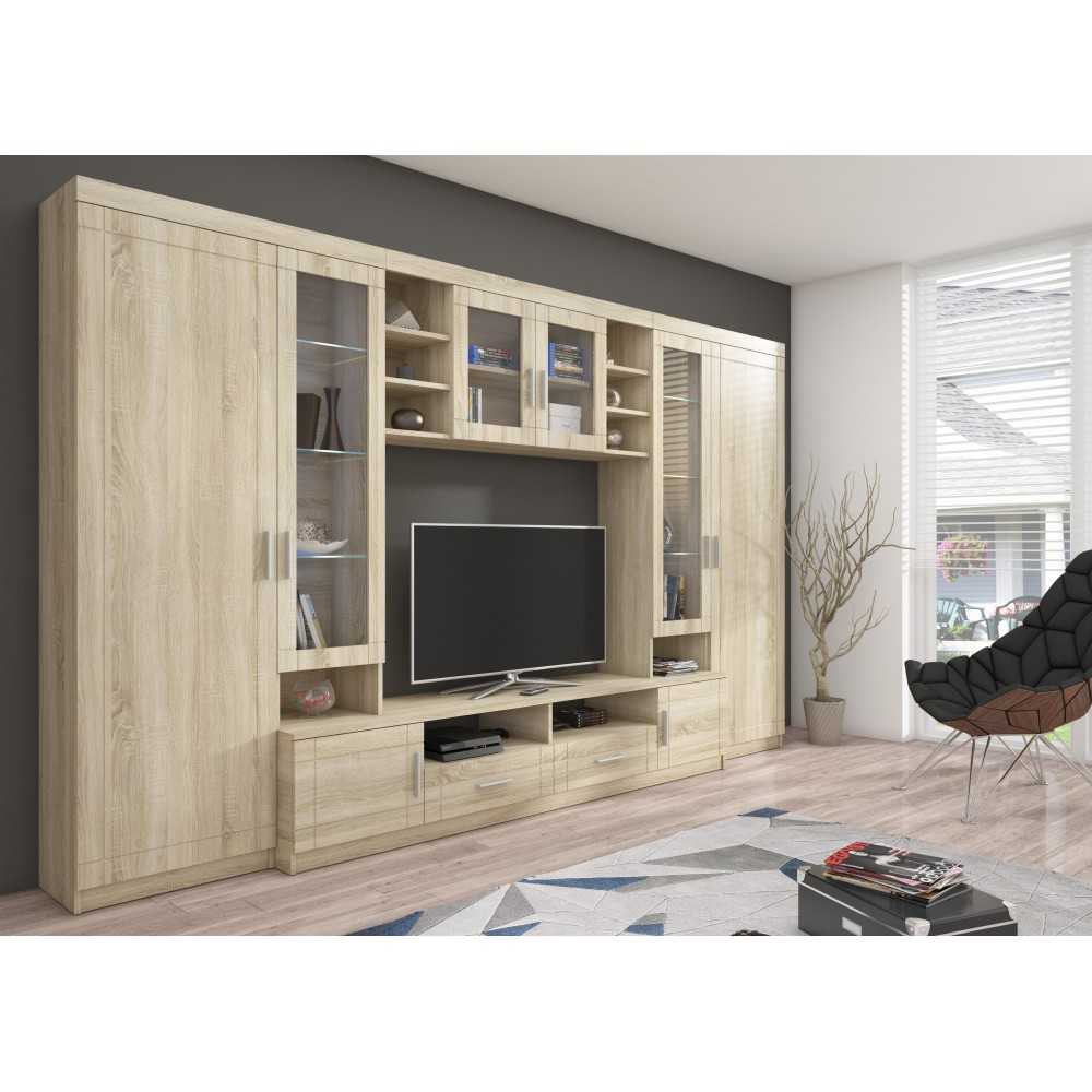 Klasyczna meblościanka PARIS 340 cm dąb sonoma + sonoma MDF