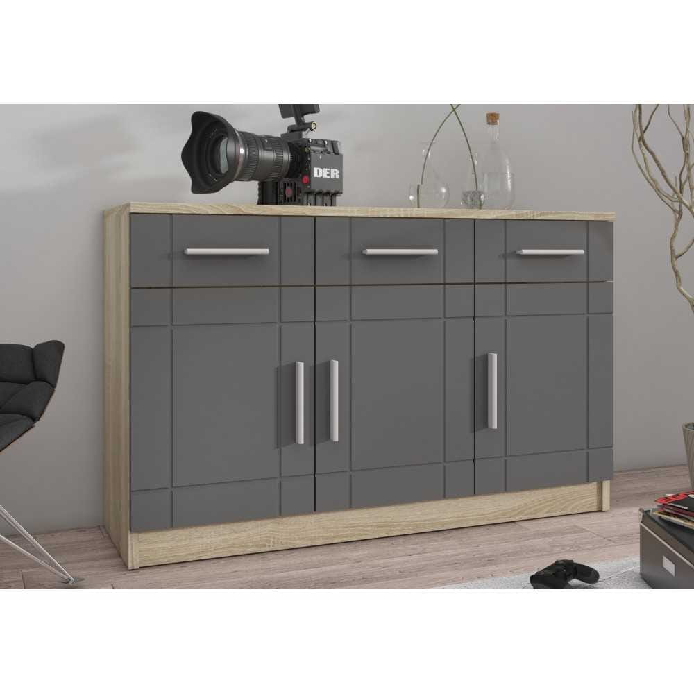 Komoda Paris dąb sonoma + grafit MDF 104